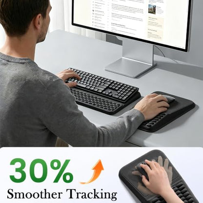 2 in 1 Ergonomic Keyboard Wrist Rest & Mouse Pad Set Adjustable Angle Keyboard Stand Riser Tray with Storage Pen Slot Slow Rebound Memory Foam Wrist Support Pad for Office Home School