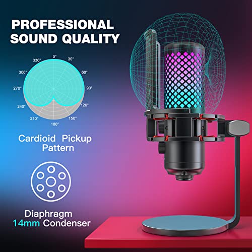 ZealSound Gaming USB RGB Microphone BKD-12a and 19inch gooseneck Flexible Microphone arm Stand H19