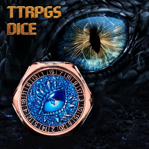 ZHOORQI 8-in-1 DND Dice Set – Metal Spinner Dice with Dual D20, 3D Monster Engravings & Smooth Spinning – Perfect for TTRPG, D and D Dungeons and Dragons Gifts(Copper Blue) - color: Copper Blue