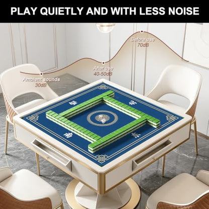 Mahjong Mat for Table, 31.5" x 31.5" Noise Reduction Non Slip Waterproof Mahjong Table Mat with Carrying Bag, Suitable for Mahjong, Poker, Board Games, Dominoes, and Card Games(Blue) - color: Blue