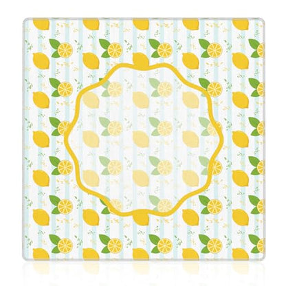Yellow Lemon Mahjong Mat 31.5"x31.5", Summer Citrus Lemon Stripes Non-Slip Noise Reduction Gaming Mat for American Mahjong Poker Card Board Games Dominoes - color: Citrus Lemon