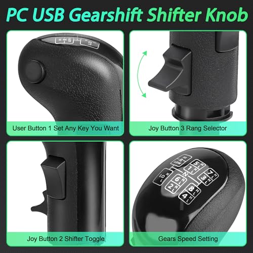 CNSPEED USB Truck Simulator Shifter, Gearshift Knob for ATS & ETS2 Games, PC Sim Racing Shifter Compatible with Logitech G29 G25 G27 G920 Thrustmaster TH8A and Fanatec SQ