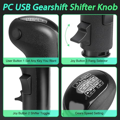 CNSPEED USB Truck Simulator Shifter, Gearshift Knob for ATS & ETS2 Games, PC Sim Racing Shifter Compatible with Logitech G29 G25 G27 G920 Thrustmaster TH8A and Fanatec SQ
