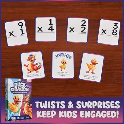 Ducks vs Dragons Multiplication Game - Math Games for Kids 8-12 - Fun Card Game for Learning Times Tables 0-12 - Math Facts Games for 3rd 4th 5th Grade