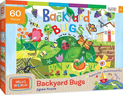 MasterPieces 60 Piece Nature Puzzle for Kids - Backyard Bugs - 19"x14" - style: Hello World Backyard Bugs