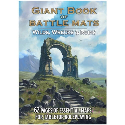 Giant Book of Battle Mats Wilds, Wrecks & Ruins by Loke | Ages 14+ | 62 Fantasy RPG Maps, Lay Flat Wipe Clean Grid Maps for DND 5E Tabletop Games