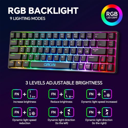 CHONCHOW 60% Gaming Keyboard and Mouse Combo,68 Keys Wired LED RGB Backlit | Gaming Keyboard and RGB Backlit Mouse, Small Light up Keyboard for PC Xbox PS4 (Black) - color: Black