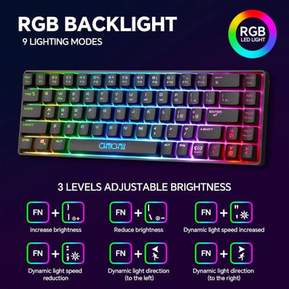 CHONCHOW 60% Gaming Keyboard and Mouse Combo,68 Keys Wired LED RGB Backlit | Gaming Keyboard and RGB Backlit Mouse, Small Light up Keyboard for PC Xbox PS4 (Black) - color: Black