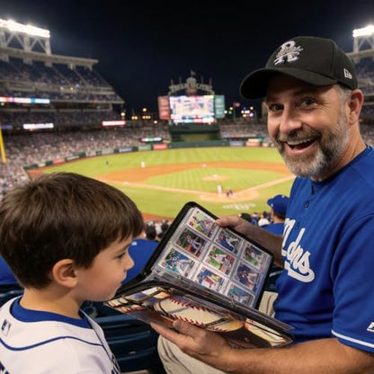 Baseball Card Binder 468 Double Sided Pockets for Your Topps Gems, Waterproof PU Leather with Zipper,Mint Condition Protection for The Moments You,Gift for True Collectors and Fans - style: Baseball