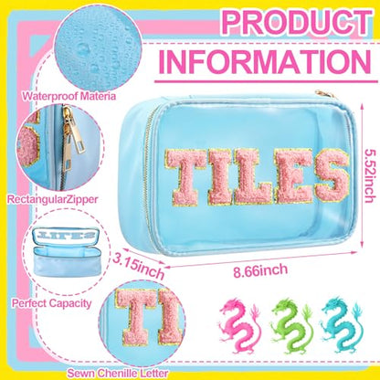 Soulchen American Mahjong Tiles Accessories Set 160 Pieces 1.2 Inches Carving American Mahjong Tiles Game Set with Blue Waterproof PVC Clear Zippered Storage Holder Bag for Game Lover Gift - color: Light Blue, style: Lanterns