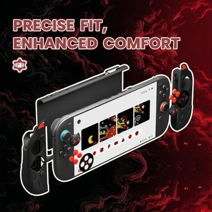 playvital Cute Demon Protective Shell for Nintendo Switch 2, Kawaii Anti-Slip Silicone Grip Cover + Dockable Hard Case for Nintendo Switch 2 with Thumb Grips & Sticker, Shockproof - Black - color: Black