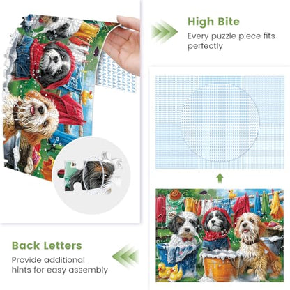 300 Piece Puzzles for Adults,Cute Dogs Jigsaw Puzzle for Adults Kids Seniors,Recycled Cardboard Dogs Large Piece Puzzle 300 Piece,Family Activity Great Gift for Family Friends 20.5 * 15 in - style: Cute Dogs