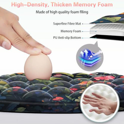 Mouse Pad with Wrist Rest, Canjoy Ergonomic Wrist Support with Massage | Ergonomic Massage Design & Relax and Relieve Fatigue & Non-Slip & PU Base, Comfortable Computer Mousepad for Office Home - color: Black Cat
