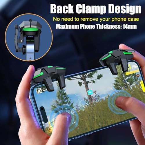 Mikirini 25 in 1 PUBG Mobile Phone Controller Combo, L2R2 4 Gaming Triggers | For Call of Duty/Free Fire/Fortnitee, compatible with iPhones & Android Cell Phones, 6 fingers operation, max thickness 13mm - color: Combo