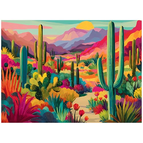 500 Piece Puzzle for Adults, Desert Landscape Cacti Mountain Jigsaw Puzzle 500 Piece for Seniors Teens, Family Puzzles Game Interlock Perfectly No Dust, Home Decoration Puzzles Birthday Party Gift - style: Desert Cacti Puzzle