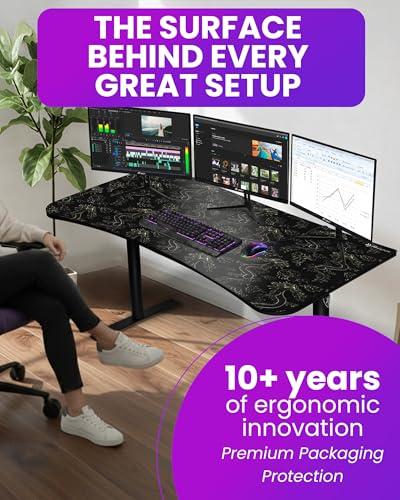 Arozzi Arena Gaming Desk Pad D010 | Full Desk Mouse Pad, Washable Desk Mat, Anti-Slip Rubber Base, Water-Resistant Surface - color: D010