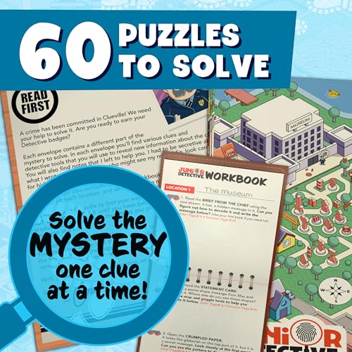 Junior Detective Mysteries Board Game for Kids Ages 8 and Up, Classic Family Mystery Game for 1 Plus Players