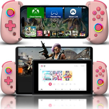 Joso Mobile Gaming Controller for iPhone/iPad/Tablet, Android Wireless Controller with Hall Effects Joysticks, Support PC/Switch, Play Cloud Games/Remote Play/COD/Genshin Impact & More - Pink - color: Pink