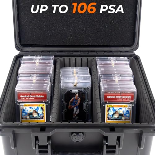 Graded Card Case Holds 106 PSA Slabs, Premium Storage Box - color: Black