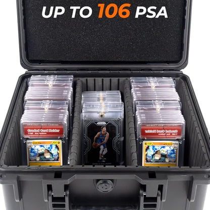 Graded Card Case Holds 106 PSA Slabs, Premium Storage Box - color: Black