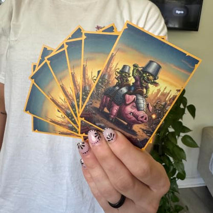 Foxtrot Designs TCG Art Card Sleeves, Goblin Themed - 100 Count Card Protectors with Matte Textured Back - Compatible with Magic The Gathering and Other TCGs & LCGs (Hog Goblin) - color: Hog Goblin