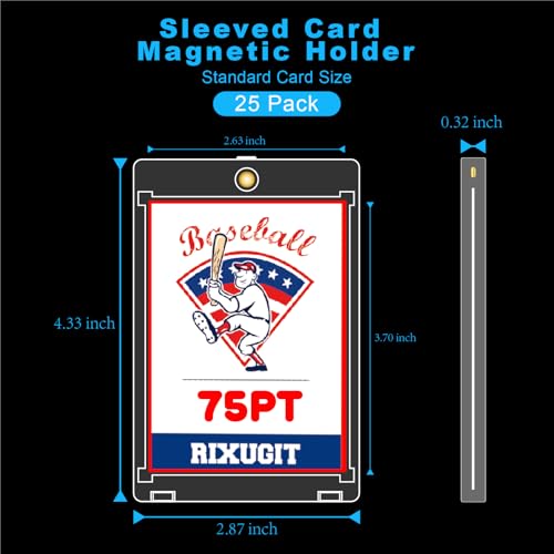 25-Pack 75pt Sleeved Card One Touch Magnetic Holder | Larger Inner Size 2.63"x3.7", First Insert Card into Soft Card Sleeve, Then Place into Card Holder for Double Protection ﻿ - size: 25ct 75PT Sleeved Card Holder