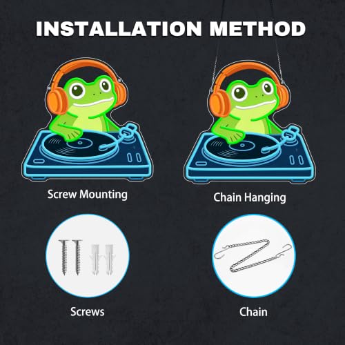 Frog DJ Neon Sign, Music Neon Signs for Wall Decor, Cute LED Light Up Sign for Bedroom, Game Room, Man Cave, Bar, Studio and Party Decor, USB Powered Dimmable Funny Wall Art Gift for DJ Music Lovers - style: DJ Frog