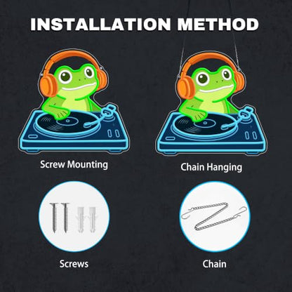 Frog DJ Neon Sign, Music Neon Signs for Wall Decor, Cute LED Light Up Sign for Bedroom, Game Room, Man Cave, Bar, Studio and Party Decor, USB Powered Dimmable Funny Wall Art Gift for DJ Music Lovers - style: DJ Frog