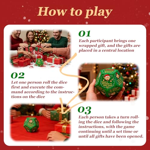 kykake 2026 Santa Swap Gift Exchange Dice,Exchange Gifts,Christmas Stocking Stuffers for Teen Men Women, Anniversary Birthday Gifts for Men Women, Large Dice Party Gifts for Xmas - color: Green-a