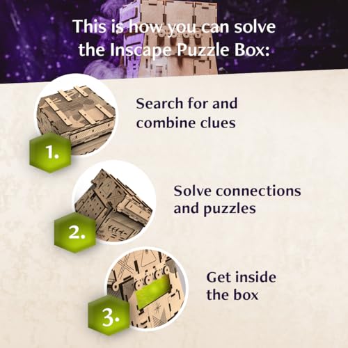 INSCAPE Cosmic Artifact Cluebox Puzzle Box for Adults Escape Room in A Box | Extremely Hard Difficulty - 3D Wooden Design With Hidden Compartments - Brain Teaser Game For Experienced Puzzlers - Gift