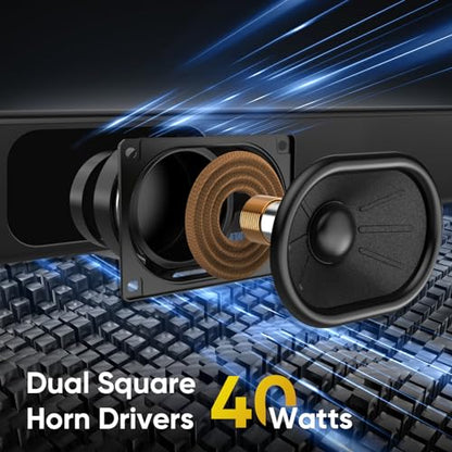 RIOWOIS 17" Sound Bar, Home Theater Surround Sound System for TV | Bass Reflex Port, Compatible with Fire TV Remote, Support Optical/AUX/Bluetooth 5.3 Input, Compact Design, Wall-mountable - size: 17-inch