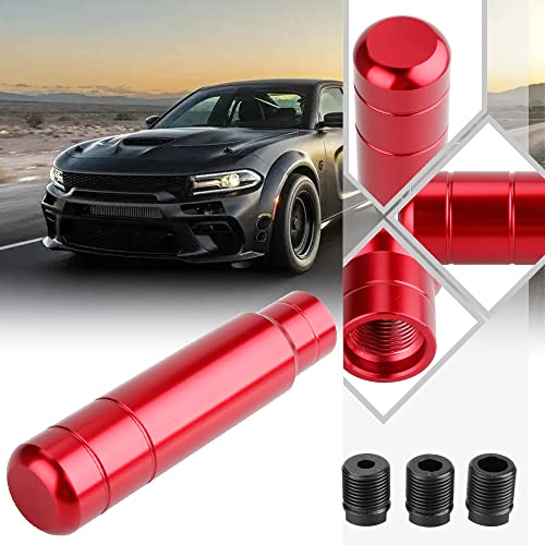 BARTOO Aluminum Alloy Heavy Weighted Shifter Knob, 5" Auto Gear Shift Knob, Car Gear Lever Stick Shifter Handle,with 3 Threaded Adapters M8 M10 M12,Fit Most Automatic Manual Vehicle(Red) - color: Red