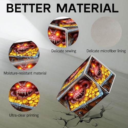 Trading Card Storage Box, Holds 100+ for MTG Cards, Premium PU Leather with Magnetic Closure, Monster In Treasure Chest Durable Deck Box for Magic the Gathering, Trading Card Games - color: Monster In Treasure Chest