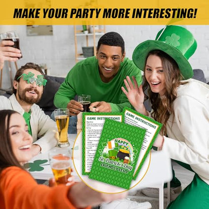 St. Patrick's Day Friendly Feud Game, Saint Patrick's Board Game for Adults Family Friends, St. Patrick's Day Trivia Feud Quiz, Spring Party Supplies & Favors -16 - color: Green