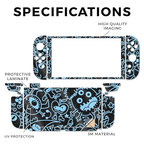 Glossy Glitter Gaming Skin Compatible with Nintendo Switch 2 Console Only - Dark Monster Doodles - Premium 3M Vinyl Protective Wrap Decal Cover - Easy to Apply | Crafted in The USA by MightySkins - color: Dark Monster Doodles, size: Switch 2 Console Skin