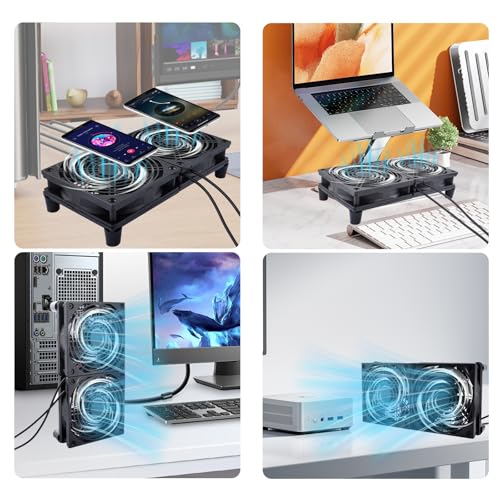 Quiet Dual 120mm USB Fan Dual-Ball Bearings, USB Fan 5V, with L/M/H 3-Degree Speed Controller High Airflow Cooling Fan for Router Modem Receiver DVR PlayStation Xbox TV Box - size: Dual 120mm