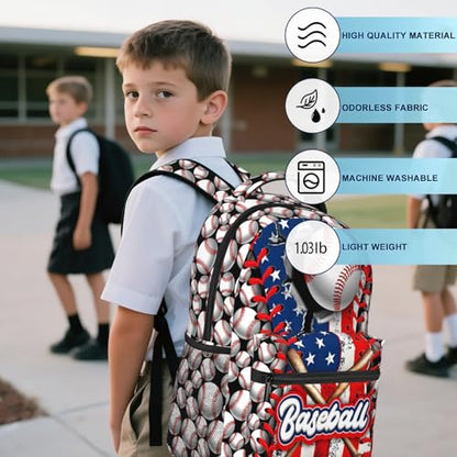 Baseball School Backpacks for Boys 8-12 American Baseball Boys Backpack for Kids Children Teens Elementary Middle School Students Bookbag Lightweight Travel Daypack Back Pack - color: Baseball