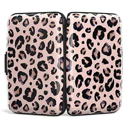 Credit Card Holder, Mini Aluminum Card Wallet RFID Blocking Slim Metal Hard Card Case for Women Men, Pink Leopard - color: Pink Leopard