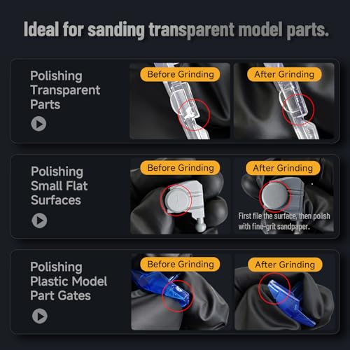 stedi Hobby Model Polishing Tools 2 PCS, Precision Glass Polishing Files #600-800 Grits, Anti-Slip Comfortable Grip for Gundam, Scale Military Model, 3D Resin Parts (Upgrade 2PCS - A) - style: 2PCS #600-800 Grits