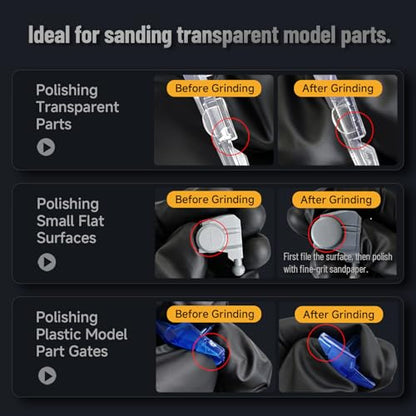 stedi Hobby Model Polishing Tools 2 PCS, Precision Glass Polishing Files #600-800 Grits, Anti-Slip Comfortable Grip for Gundam, Scale Military Model, 3D Resin Parts (Upgrade 2PCS - A) - style: 2PCS #600-800 Grits