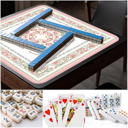 Mahjong Mat, 33"x33" Non-Slip Noise Reduction Gaming Mat for Table, 3mm Thickened Multi Purpose Table Cover for Mahjong/Card/Board Tile Games/Dominoes (Pink)
