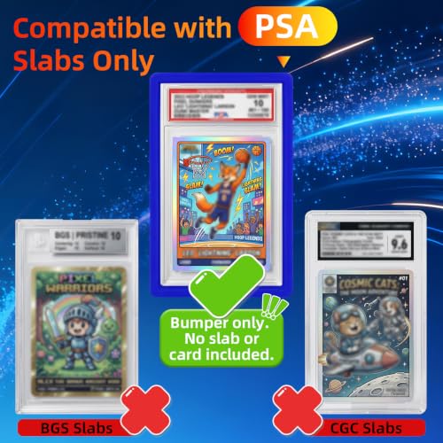 neotidy PSA Slab Guard, PSA Slab Protector for Graded Cards, 6 Pack Silicone Slab Bumper Guard, Edge Protector Frame for PSA Graded Card Cases, Black Blue Yellow Orange Red Purple