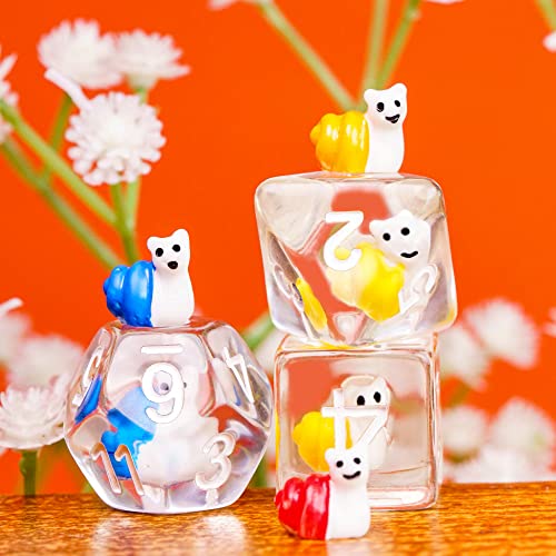 Cusdie 7-Die DND Dice, Polyhedral Dice Set Filled with Animal, for Role Playing Game D&D Dice (Colorful Snail) - color: Colorful Snail