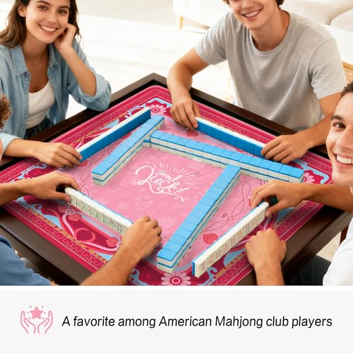 KUNTE Mahjong Mat, Red, 32"x32" | Non-Slip, Quiet, Waterproof, Foldable, For American Mahjong - color: Red