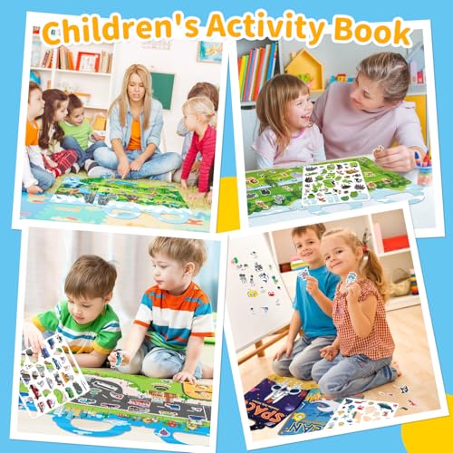6 Sets Reusable Sticker Book for Toddlers 3-6, Jelly Sticker Books for Toddler, Travel Sticker Activity Toys for Kids 3 4 5 6 Years Old Girls & Boys