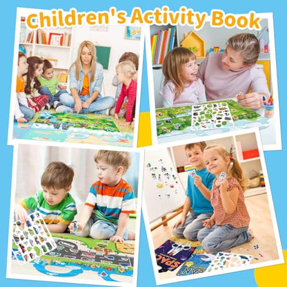6 Sets Reusable Sticker Book for Toddlers 3-6, Jelly Sticker Books for Toddler, Travel Sticker Activity Toys for Kids 3 4 5 6 Years Old Girls & Boys