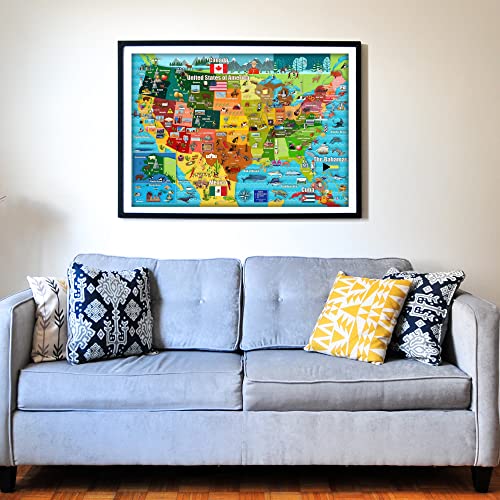 Think2Master United States Map 250 Pieces Jigsaw Puzzle. Great Gift for Adults & Seniors. Easier to Handle Larger Pieces. Size: 14.2” X 19.3” - style: Map of USA