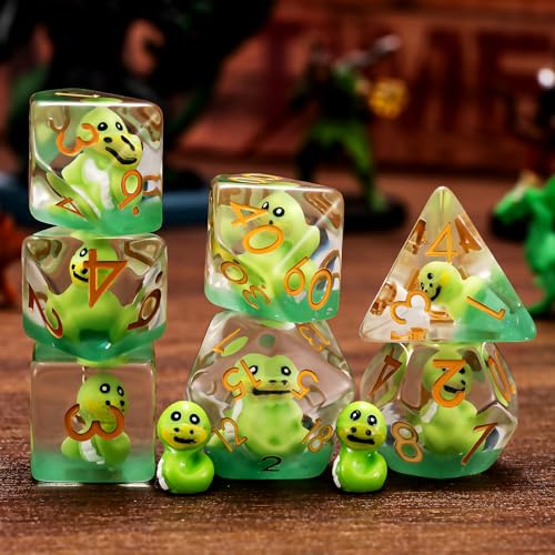 Snake DND Resin Dice Set, Polyhedral D&D Snake Dice Inclusion Dice for Dungeons and Dragons MTG RPG - color: Snake