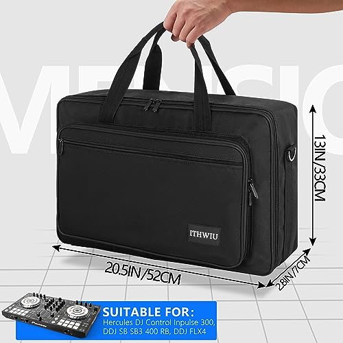 Padded DJ Controller Case for DDJ FLX4, DDJ SB SB3 400 RB, Hercules DJ Control Inpulse 300, L 20.5 X W 12.5 X H 2.75 inches, Black - size: 20.5 X 13 X 2.8 Inch