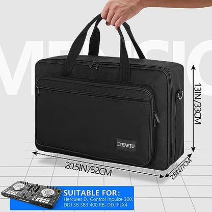 Padded DJ Controller Case for DDJ FLX4, DDJ SB SB3 400 RB, Hercules DJ Control Inpulse 300, L 20.5 X W 12.5 X H 2.75 inches, Black - size: 20.5 X 13 X 2.8 Inch